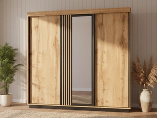 Armoire avec Miroir Lavore chêne de Wotan, noir