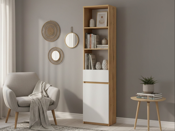 Bibliothèque avec à Tiroirs Arcadia Blanc, Marron