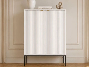 Buffet avec Portes sur Pieds Noirs Amber Blanc