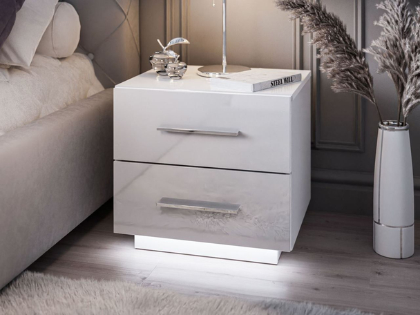 Table de chevet à tiroirs Nuveo Lux Blanc