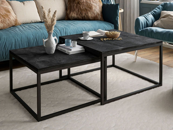 Table basse sur un cadre en métal noir Asumi Noir 36x42