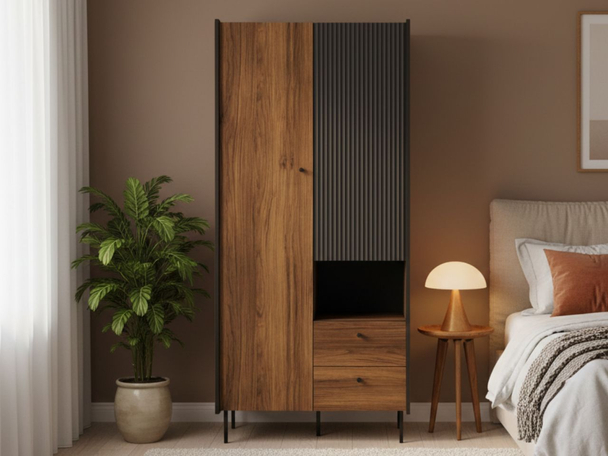 Armoire Portes Battantes Pascale Noix de Warmie, noire