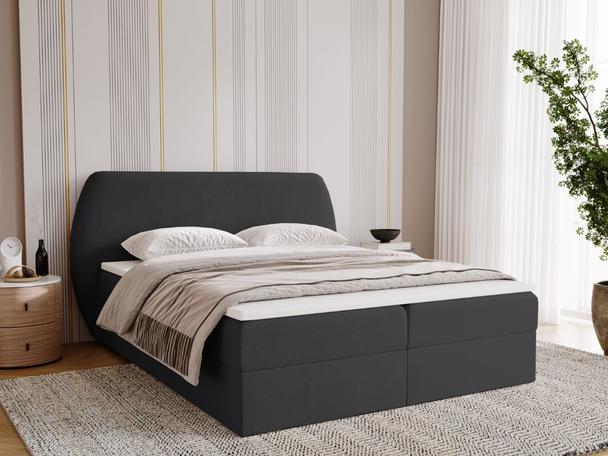 Lit Boxspring avec Coffre de Rangement 140x200 Bogota Noir