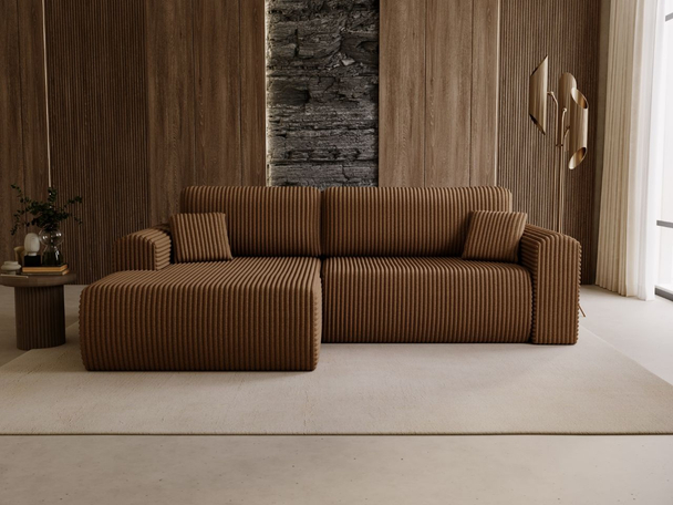 Canapé d'Angle Gauche Convertible avec Coffre Belvio Marron