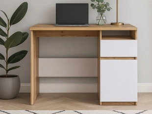 Bureau avec tiroir Arcadia Marron, Blanc