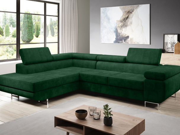 Canapé d'Angle Gauche Convertible avec Coffre Solam L Vert
