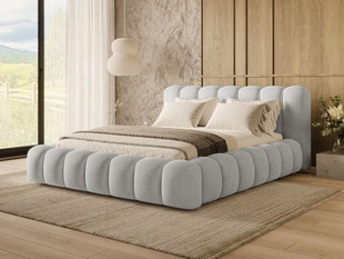 Lit Coffre rembourré avec sommier relevable 140x200 Averia Gris