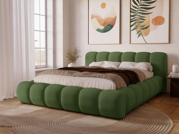 Lit Coffre rembourré avec sommier relevable 120x200 Italia Vert
