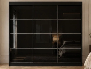 Armoire à portes coulissantes avec éclairage LED Ponti Noir