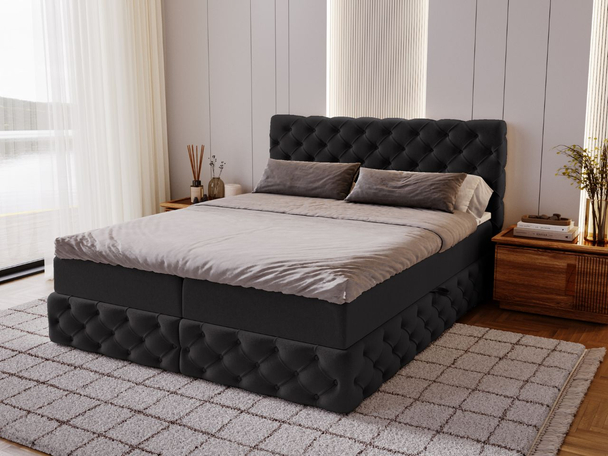 Lit Boxspring avec Coffre de Rangement 120x200 Canolo Noir