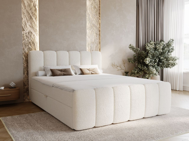Lit Boxspring avec Coffre de Rangement 200x200 Cloud Beige
