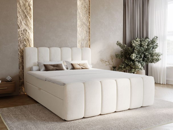 Lit Boxspring avec Coffre de Rangement 140x200 Cloud Beige