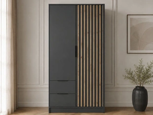 Armoire Portes Battantes Macron Graphite à lamelles