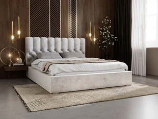 Lit Coffre rembourré avec sommier relevable 200x200 Roma Gris clair