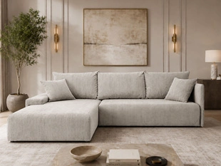 Canapé d'Angle Convertible avec Coffre Merivo Beige