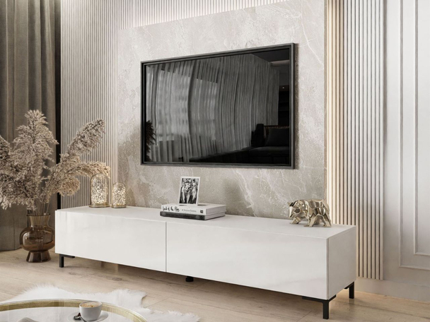 Meuble TV Rangement Sorelle Blanc brillant