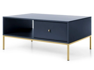 Table Basse avec Rangement sur Pieds Dorés Amor Bleu Marine