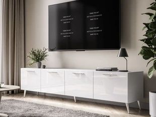 Meuble TV Rangement avec éclairage LED Noaé Blanc