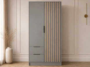 Armoire Portes Battantes Macron gris à lamelles