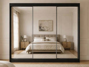 Armoire avec miroir et éclairage LED Luzio Noir