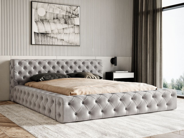 Lit Coffre rembourré avec sommier relevable 120x200 Palini Gris