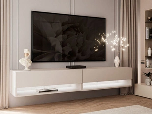 Meuble TV mural de 180 cm avec éclairage LED Aurelie Cachemire mat