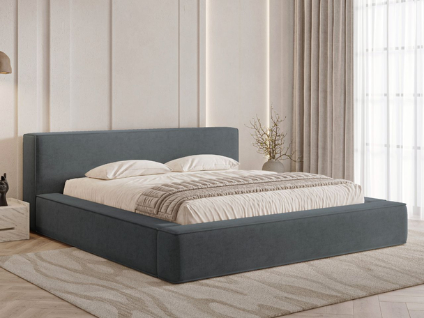 Lit Coffre rembourré avec sommier relevable 120x200 Mali Gris foncé