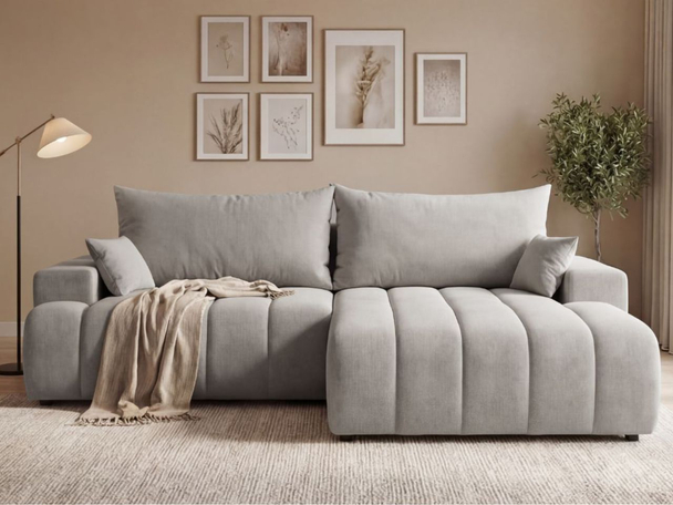 Canapé d'Angle Droite Convertible avec Coffre Caleo Gris clair