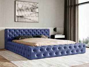 Lit Coffre rembourré avec sommier relevable 120x200 Palini Bleu foncé