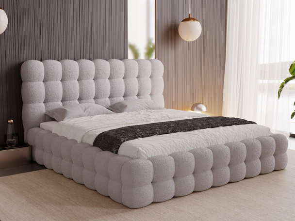 Lit Coffre rembourré avec sommier relevable 160x200 Twist Gris