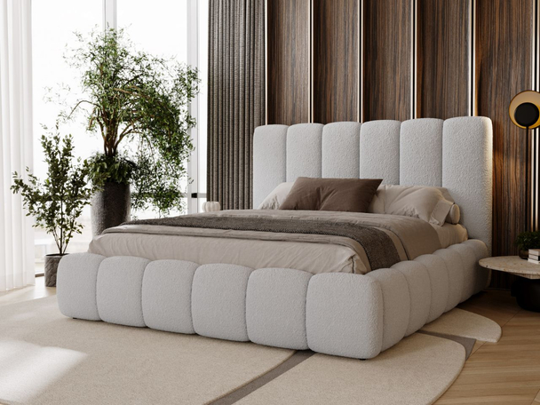 Lit Coffre rembourré avec sommier relevable 140x200 Imperial Gris clair