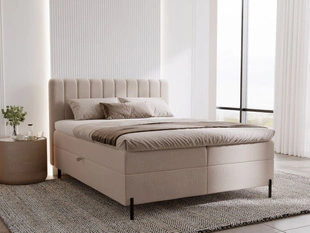 Lit Boxspring avec Coffre de Rangement 120x200 Primavera Beige
