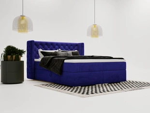 Lit Boxspring avec Coffre de Rangement 140x200 Lion Bleu