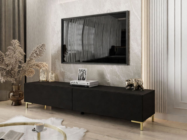 Meuble TV Rangement avec éclairage LED Sorelle Noir