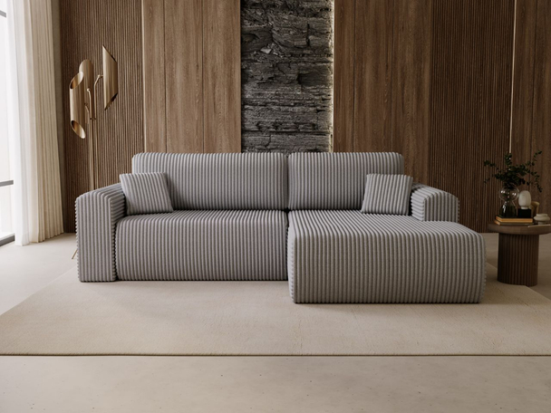 Canapé d'Angle Droite Convertible avec Coffre Belvio Gris clair