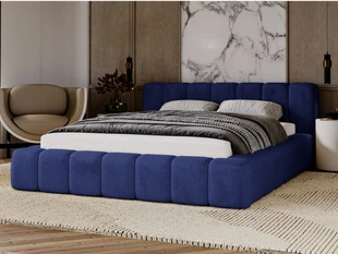 Lit Coffre rembourré avec sommier relevable 160x200 Ibiza Bleu foncé