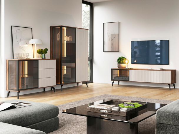 Ensemble de meubles de salon avec éclairage LED Vinni cachemire