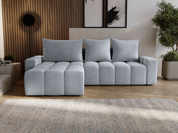 Canapé d'Angle Convertible Réversible avec Coffre Bresso Gris clair