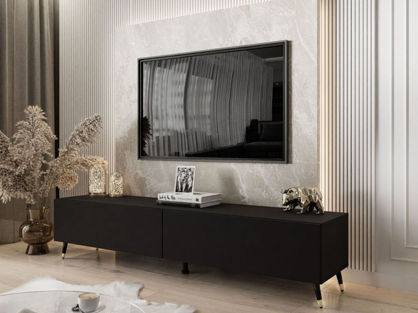 Meuble TV Rangement Sorelle Noir mat