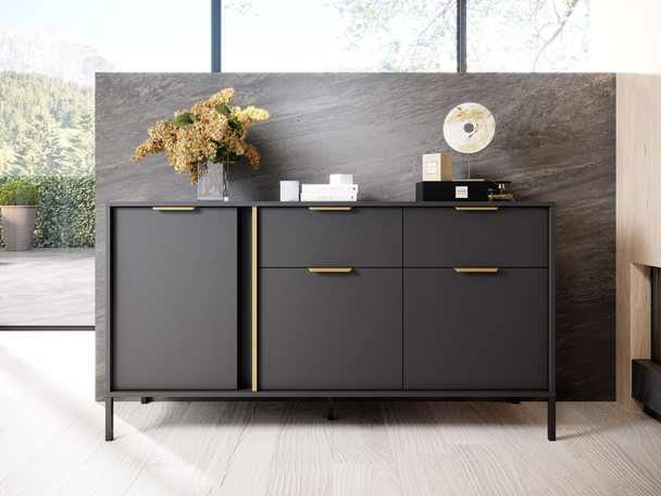 Commode avec portes et tiroirs Drino Anthracite