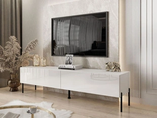 Meuble TV Rangement avec éclairage LED Sorelle blanc brillant