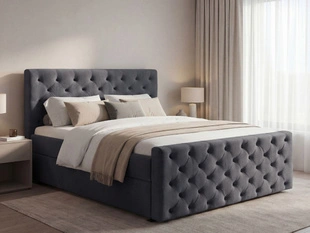 Lit Boxspring avec Coffre de Rangement 120x200 Montego Gris foncé