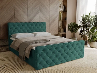 Lit Boxspring avec Coffre de Rangement 140x200 Lunaris Vert