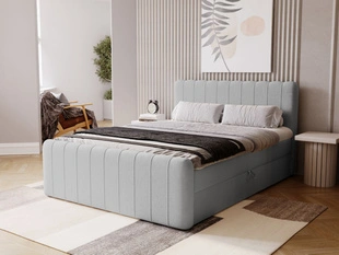 Lit Boxspring avec Coffre de Rangement 180x200 Osteno Gris