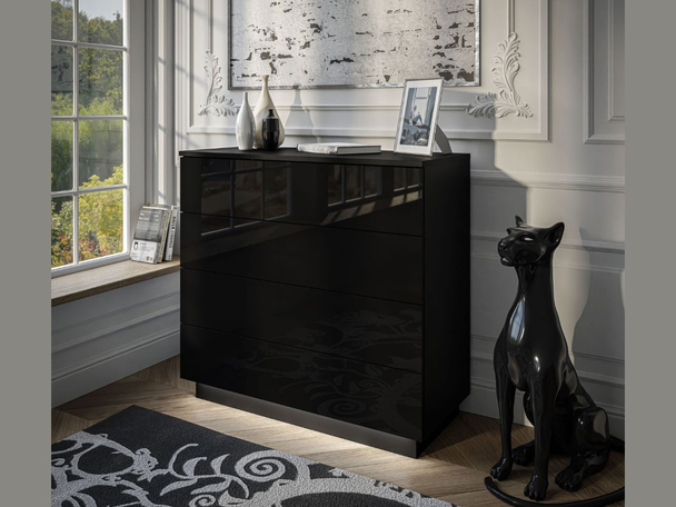 Commode de Rangement avec éclairage LED Nuveo Noir