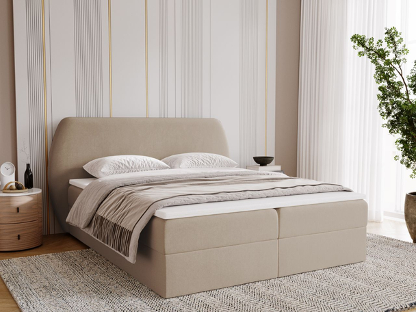 Lit Boxspring avec Coffre de Rangement 120x200 Bogota Beige