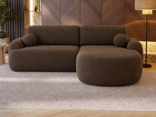 Canapé d'Angle Droit Convertible avec Coffre Aurio Marron