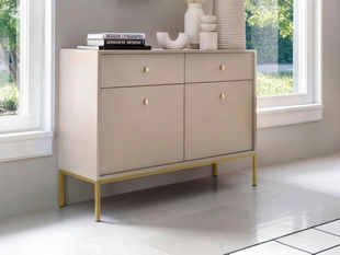 Buffet avec Portes et Tiroirs sur Pieds Dorés 104 cm Amor Beige Sable