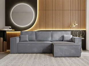 Canapé d'Angle Convertible avec Coffre Réversible Prato XL Gris foncé