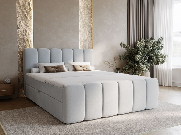 Lit Boxspring avec Coffre de Rangement 200x200 Cloud Gris
